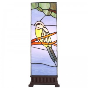 Lampa Tiffany Yellow Bird 18x18x48 cm, Clayre & Eef Lampa Tiffany Yellow Bird 18x18x48 cm, Clayre & Eef